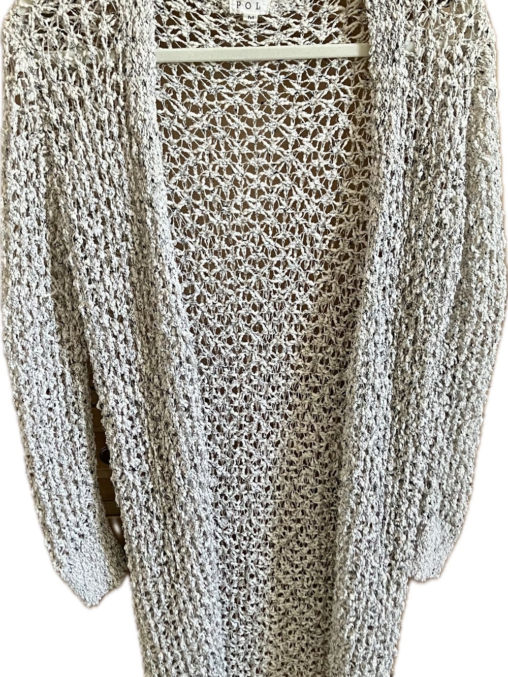 POL Open-Knit Light Gray Women's Cardigan
